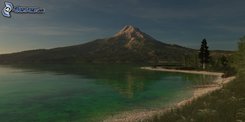 montagna rocciosa, lago
