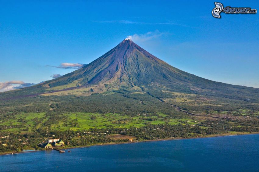 Mount Mayon, mare, costa, Filippine