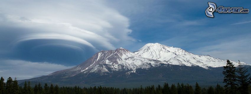 Mount Shasta, montagna innevata, nuvola