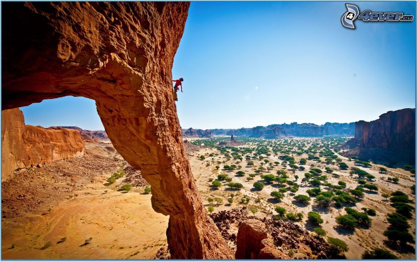 rocce di deserto, alpinista