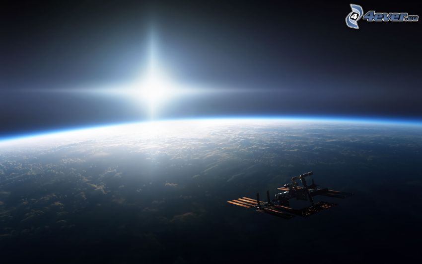 ISS sopra la Terra, sole