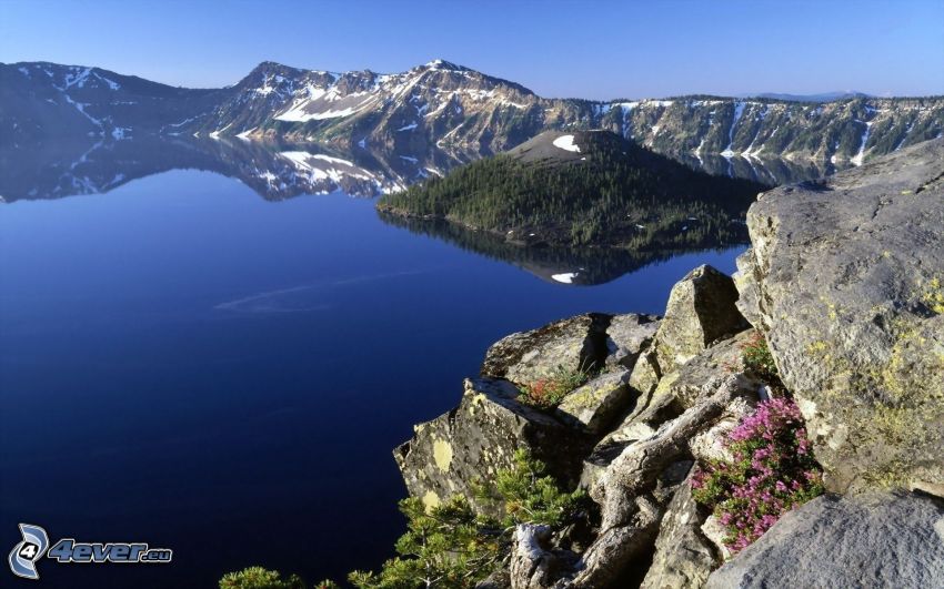 Wizard Island, Crater Lake, lago, montagne rocciose