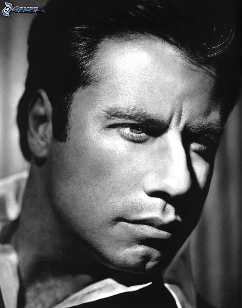 John Travolta, giovanni anni, foto in bianco e nero
