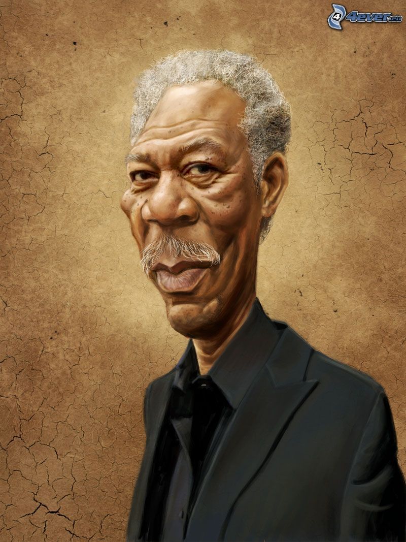 Morgan Freeman, caricatura, cartone animato