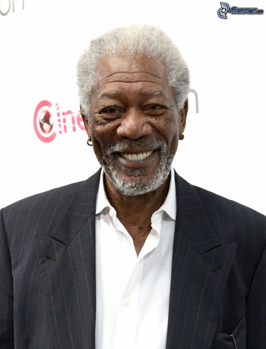Morgan Freeman, sorriso, uomo in abito