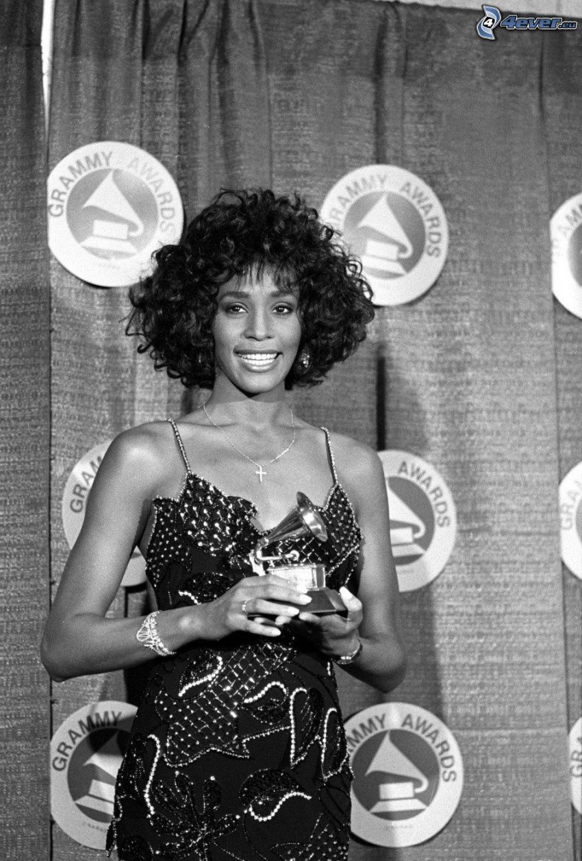 Whitney Houston, foto in bianco e nero, giovanni anni