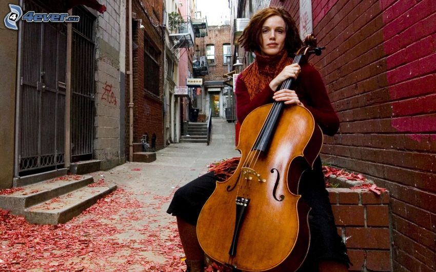 Zoë Keating, ragazza che suona il violoncello, strada