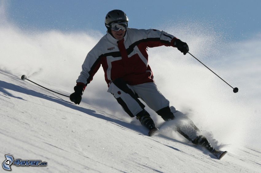 sciatore, pista da sci