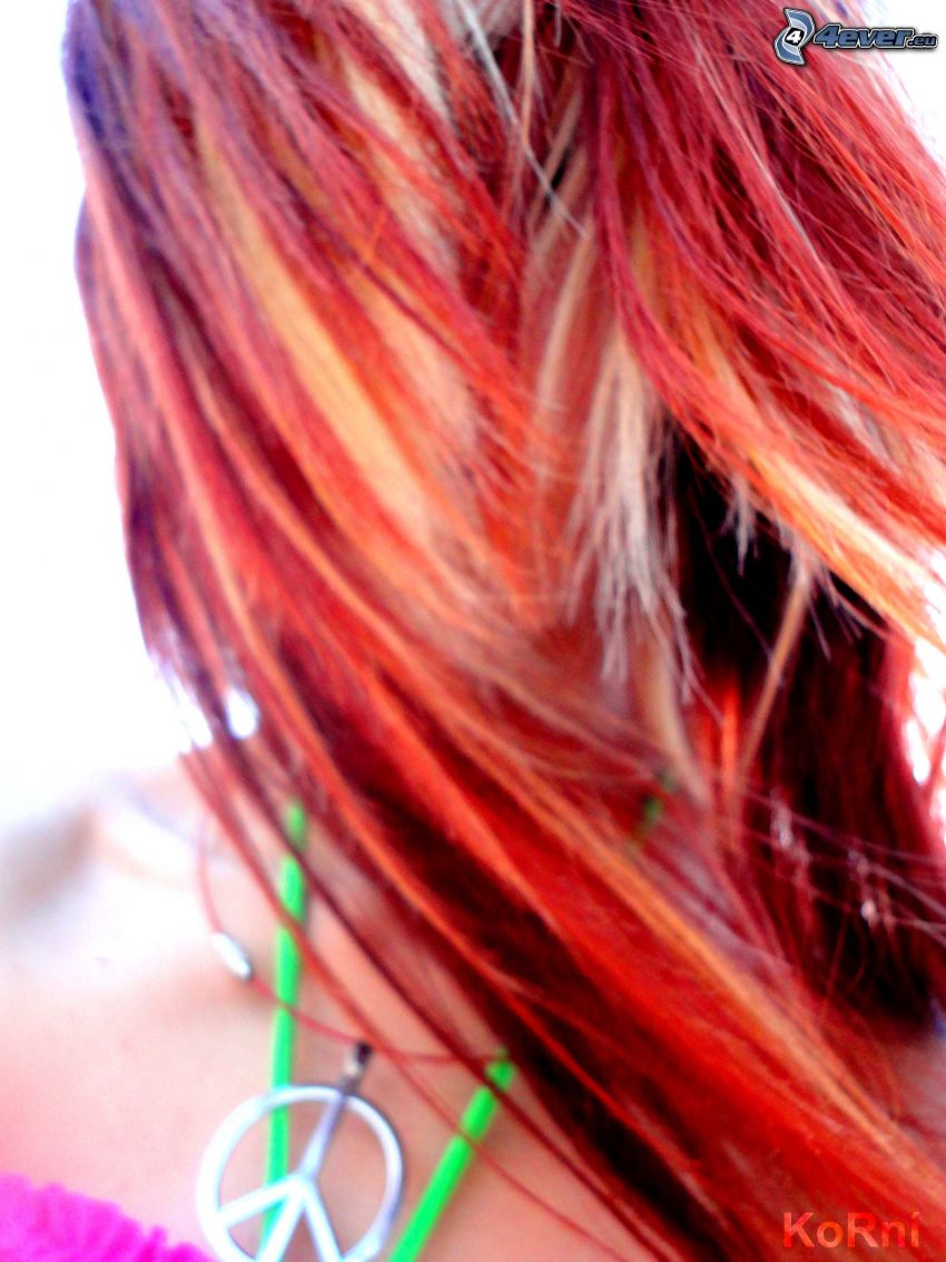 capelli rossi, peace, bracciale
