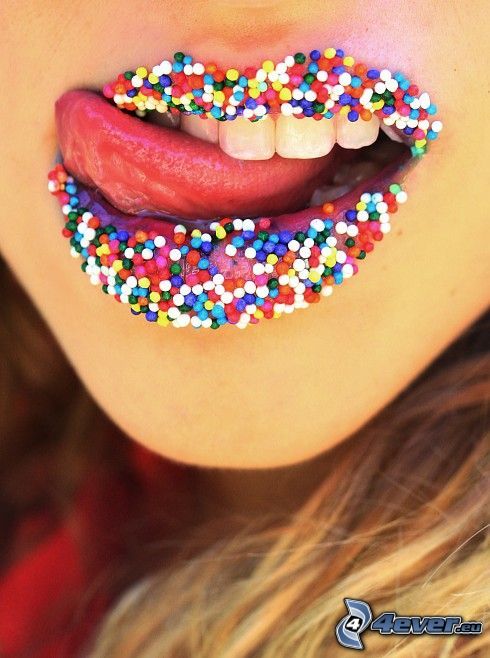 labbra, caramelle, lingua