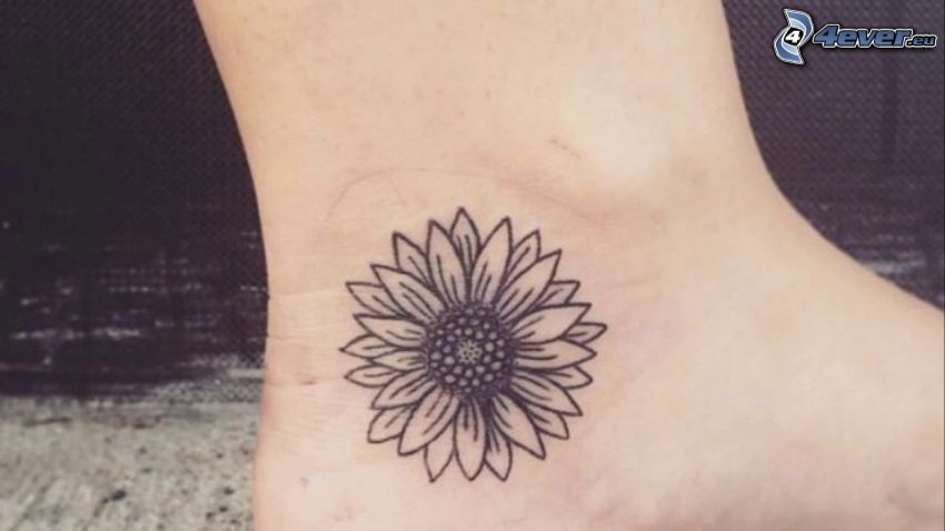tatuaggio, fiore, piede