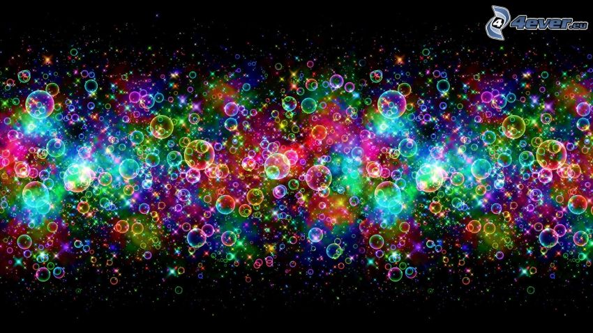 színes buborékok, absztrakt
