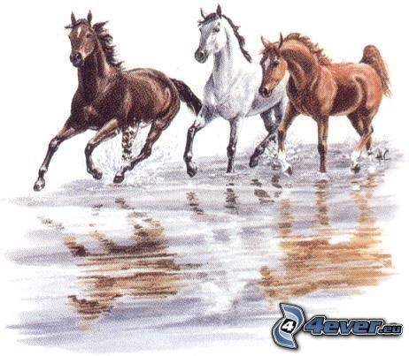 lovak, rajzolt, művészet, állatok