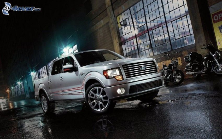 Ford F150 raptor, pickup truck, épület, éjszaka