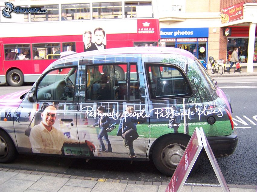 London cab, reklám