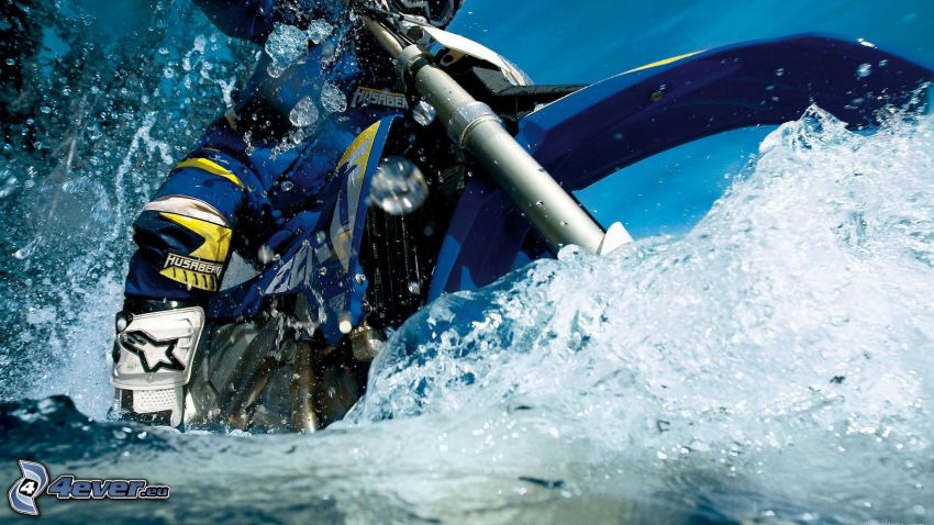 motocross, motorkerékpár, víz