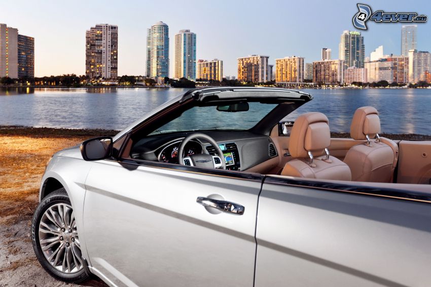 Chrysler 200 Convertible, kabrió, felhőkarcolók, tenger