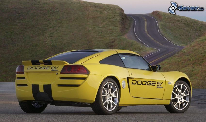 Dodge Circuit EV, sportkocsi, út, domb