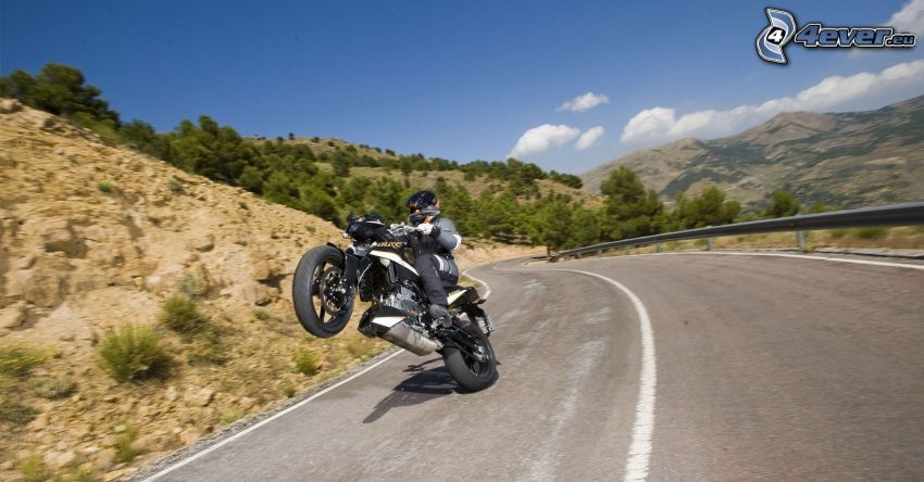 KTM, akrobatika, motoros, út, dombok