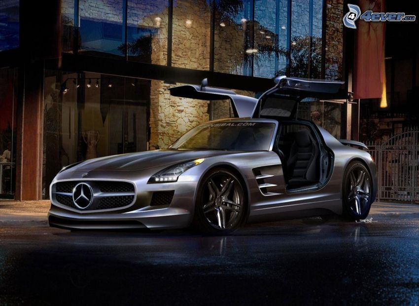 Mercedes-Benz SLS AMG, ajtó, épület