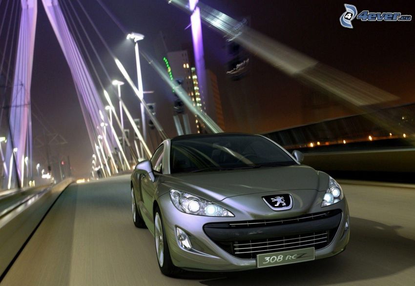 Peugeot 308RCZ, híd, sebesség, éjszaka