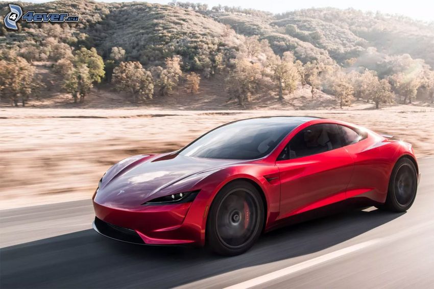 Tesla Roadster 2, sebesség, erdő