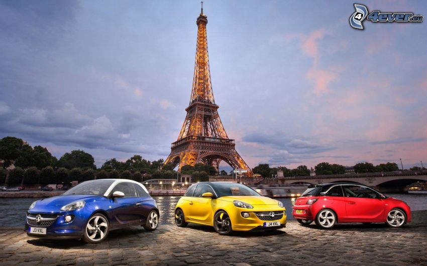 vauxhall, Párizs, Franciaország, Eiffel-torony, járda, HDR