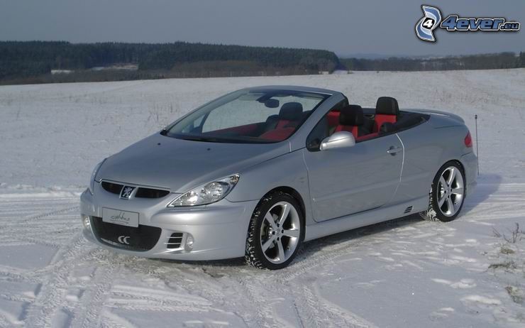 Peugeot, kabrió, hó