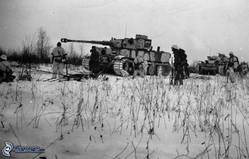 Tiger, tankok, hó, Wehrmacht, Második világháború