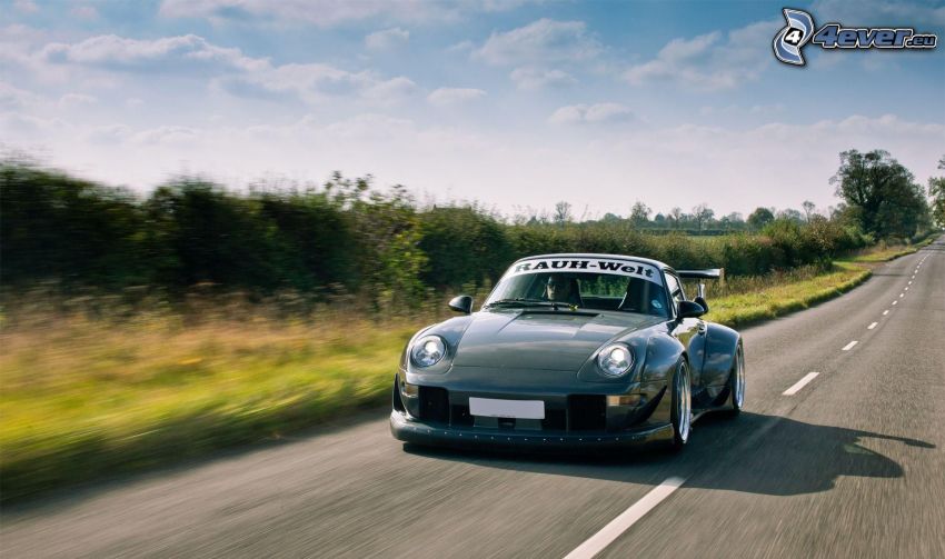 Porsche, sportkocsi, sebesség, egyenes út