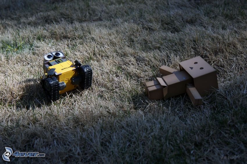 papír robot, WALL·E, fű