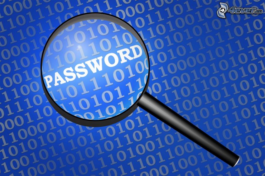 password, jelszó, nagyító, bináris kód