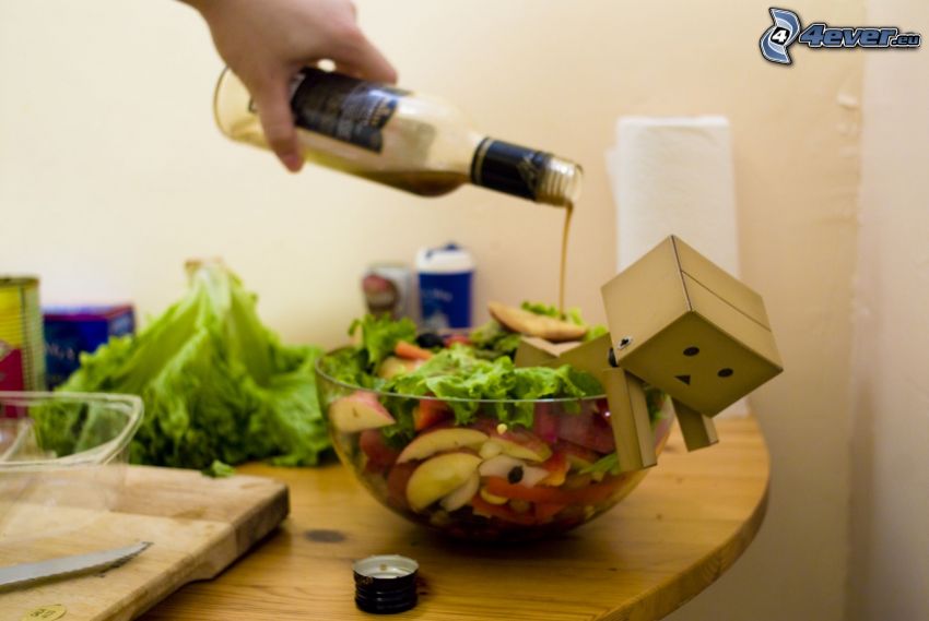 saláta, papír robot