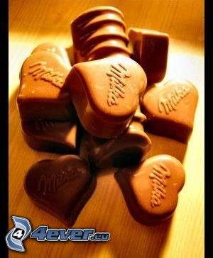 Milka, csokoládé szívek