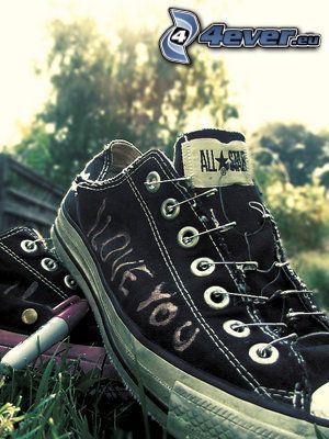 fekete cipők, Converse All Star, I love you