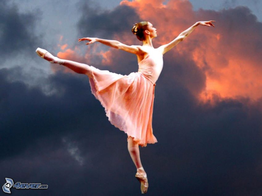 balett táncosnő, sötét felhők