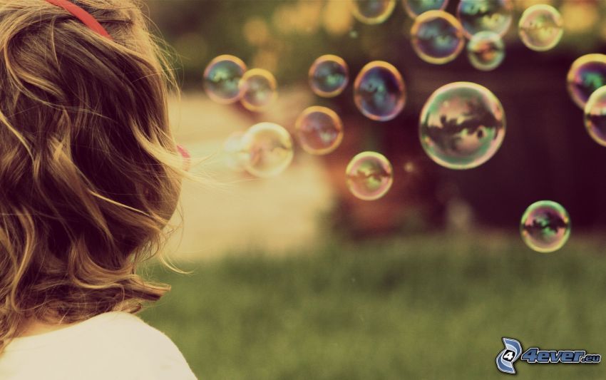 lány, buborékok