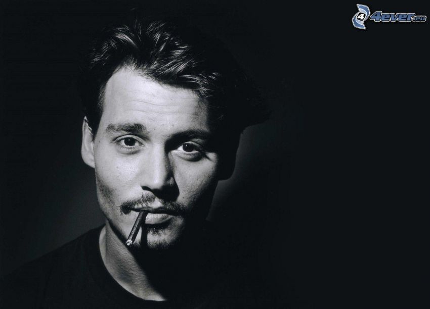 férfi, cigaretta, fekete-fehér kép
