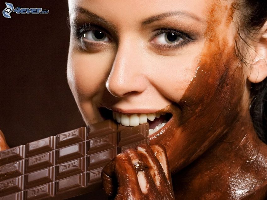 nő, csokoládé
