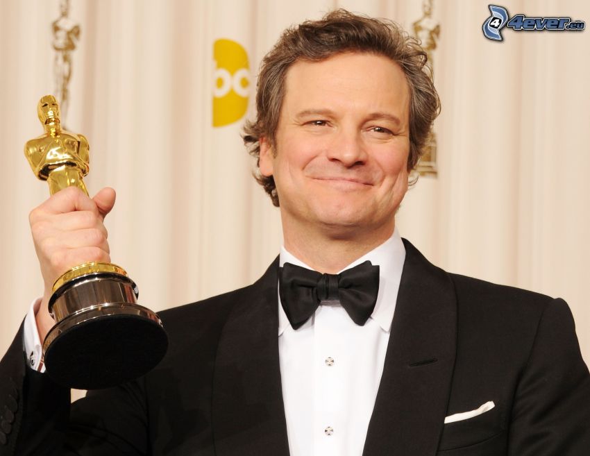 Colin Firth, mosoly, Oscar-díj, férfi öltönyben