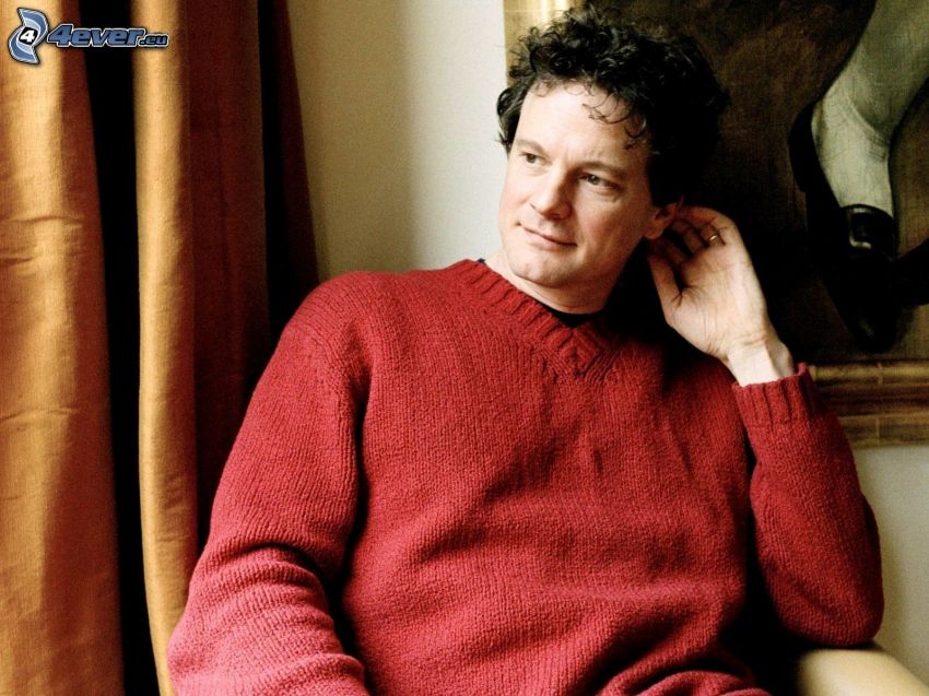 Colin Firth, tekintet, pulóver