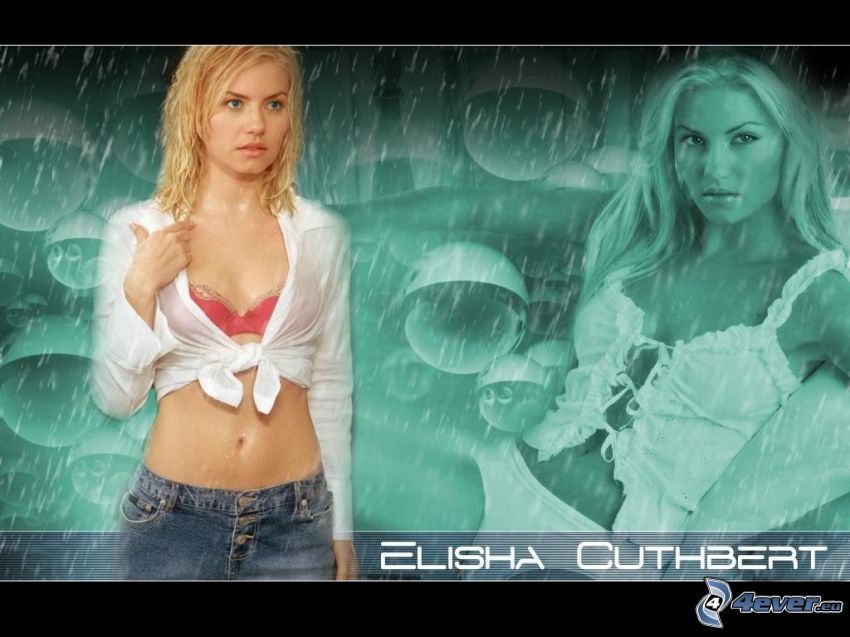 Elisha Cuthbert, szőke, eső