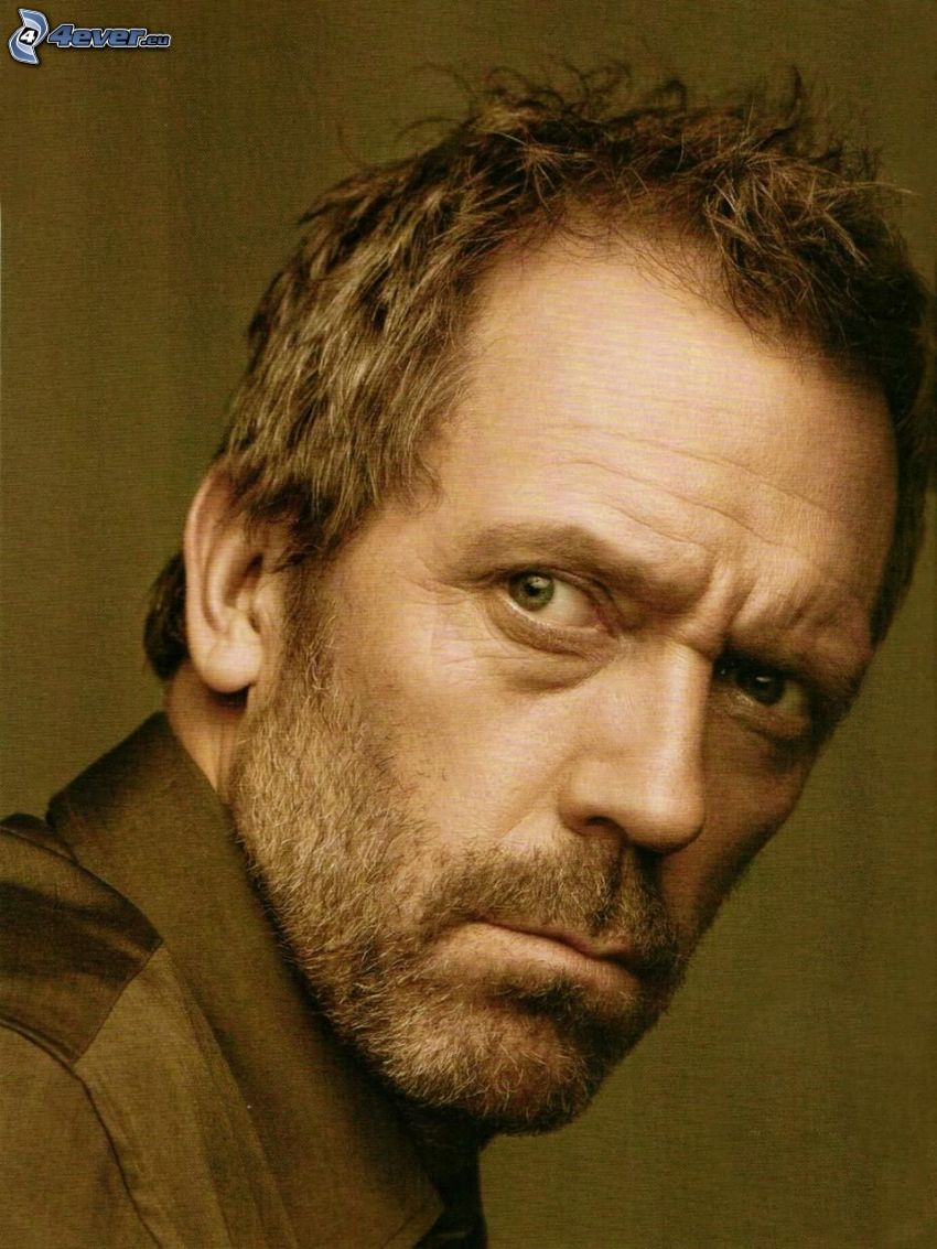 Hugh Laurie, tekintet, szépia
