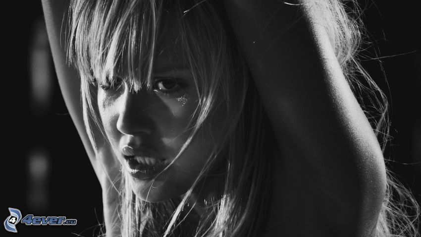 Jessica Alba, Sin City, fekete-fehér kép