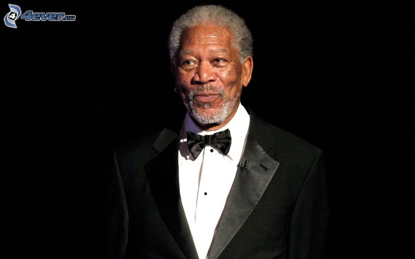 Morgan Freeman, férfi öltönyben, csokornyakkendő
