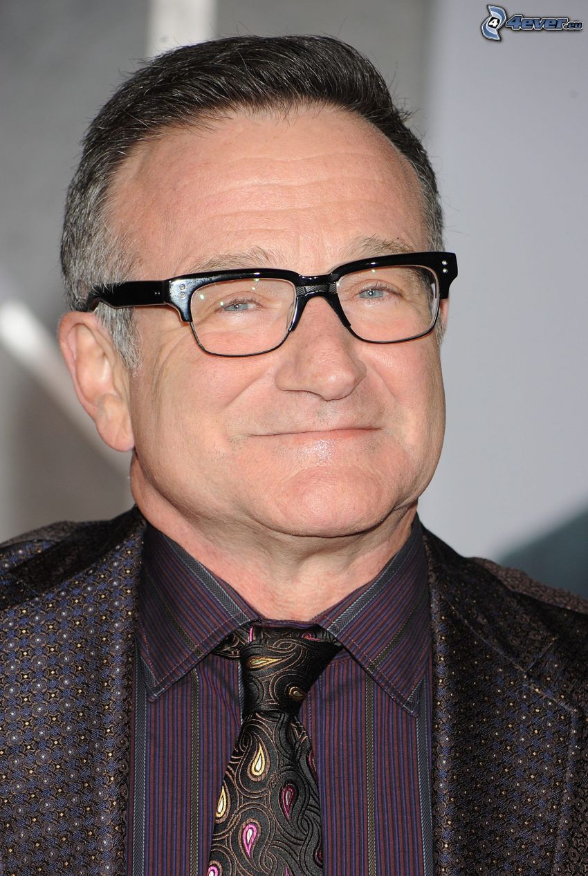 Robin Williams, férfi szemüvegben, férfi öltönyben
