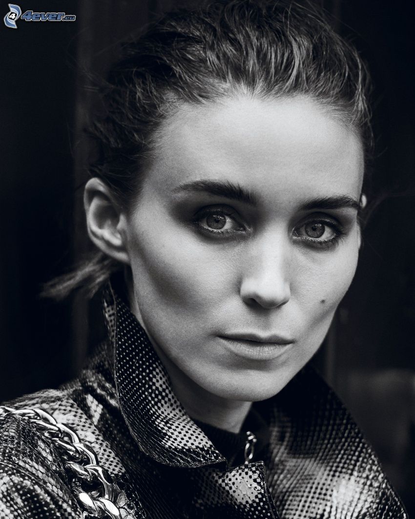 Rooney Mara, fekete-fehér kép