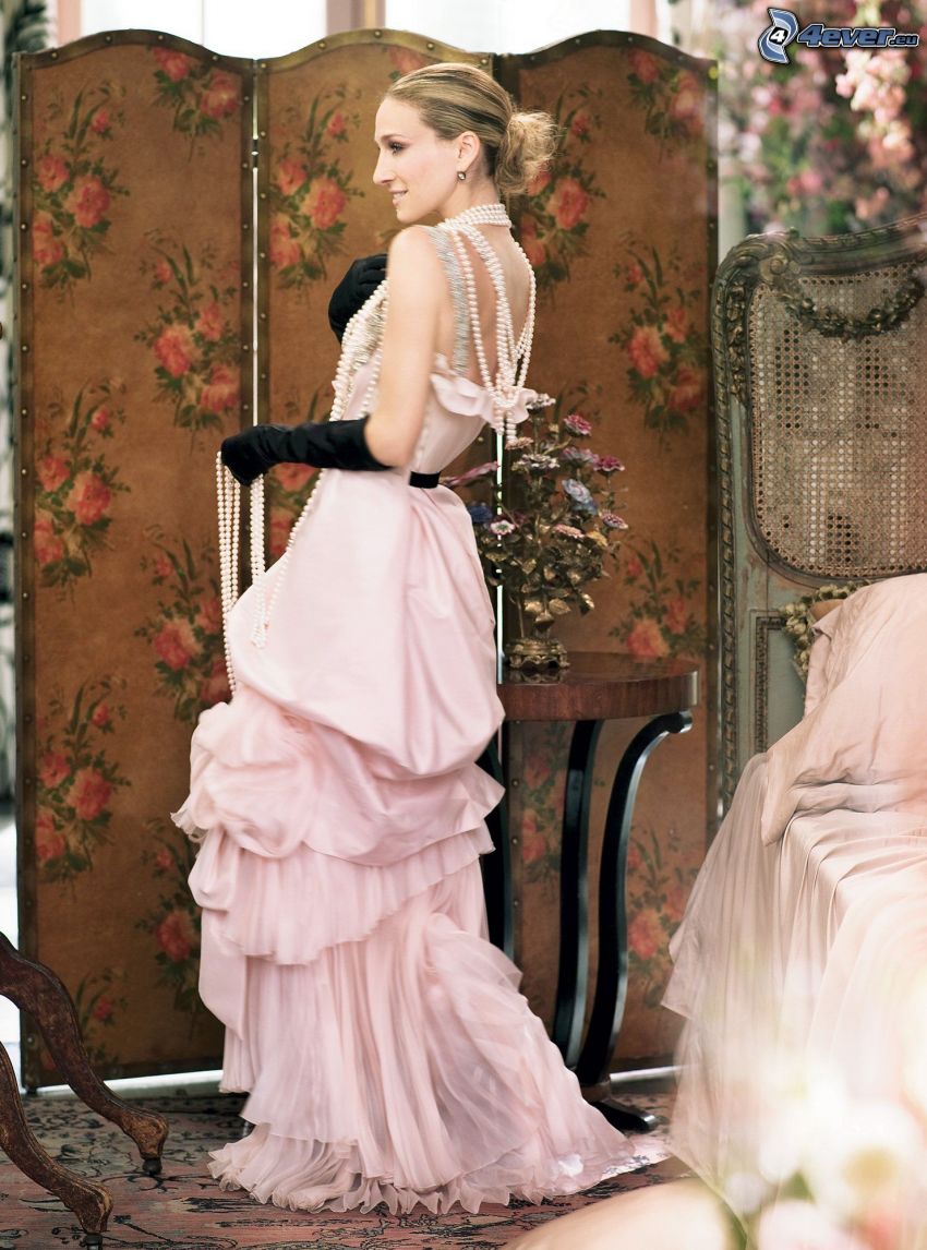 Sarah Jessica Parker, rózsaszín ruha