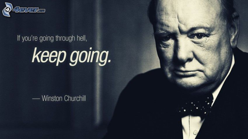 Winston Churchill, idézet, fekete-fehér kép