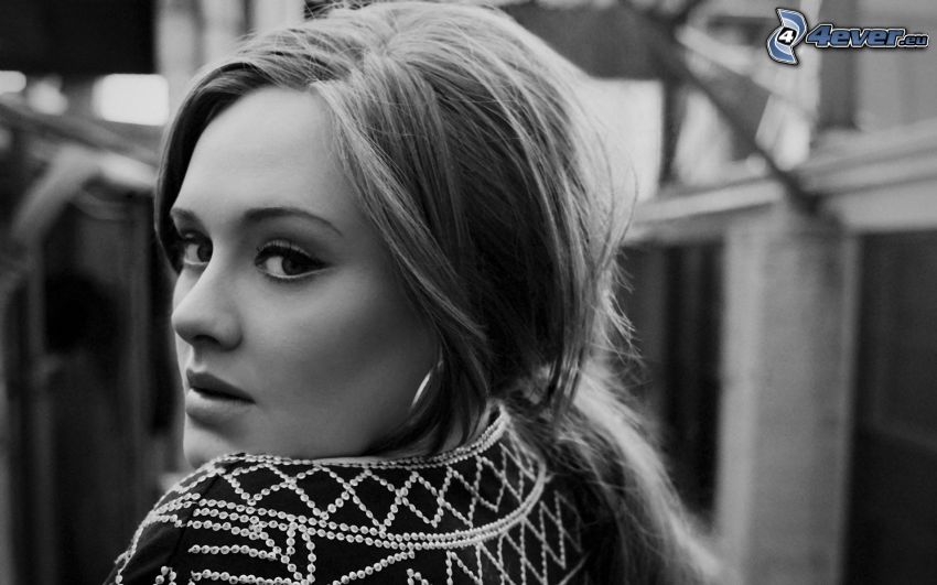 Adele, fekete-fehér kép